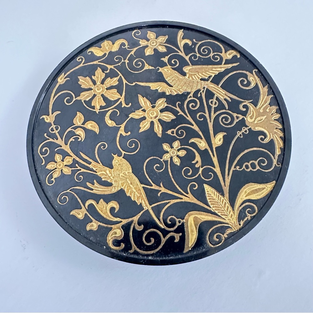 Vintage Decorative Plaque Elegant Gold Bird & Floral Design Classic Black & Gold